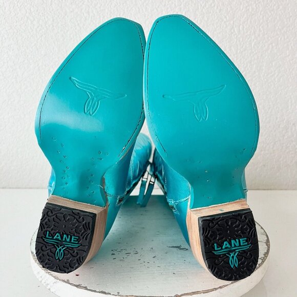 Lane SMOKESHOW Womens Cowboy Boots 7.5 Turquoise Leather Western Cowgirl Tall - Picture 8 of 11